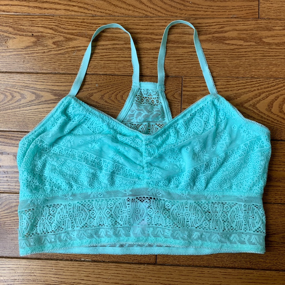 SOLD Aqua Blue Lace Bralette, lined